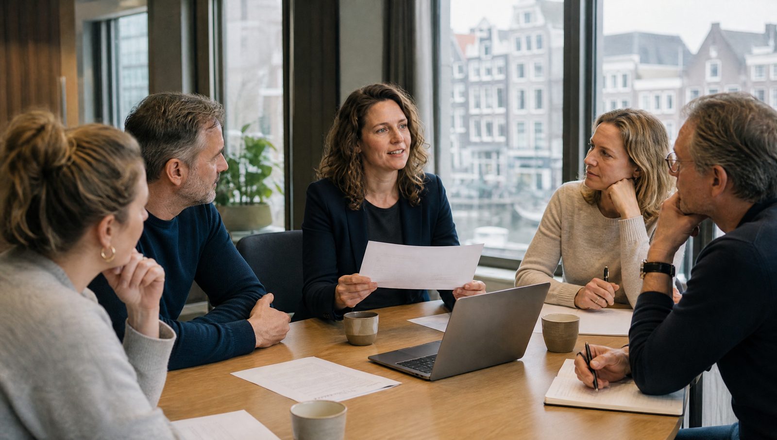 Interim HR advisor explaining a proposal to the works council at a Dutch company